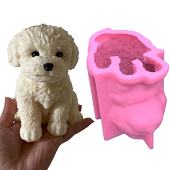 1 БР. Форма за кучета, 3D Силиконова форма за свещи за кучета, под Формата на сапун за очарователни кученца, Розово Мек сапун ръчно изработени Декорации за дома със собствените си ръце