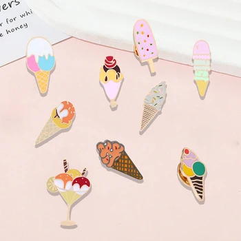 10 Стилни и красиви възглавница за сладолед, женски мультяшные брошки, икони със сладко popsicle цвят карамел, украса за парти с ревери пуловери, подаръци за деца