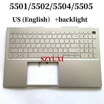 100% чисто НОВ Американско-Английски За Dell Inspiron 5501 5502 5504 5505 Клавиатура на Лаптоп Акцент За Ръце на колекцията с подсветка сребрист цвят TXHRP