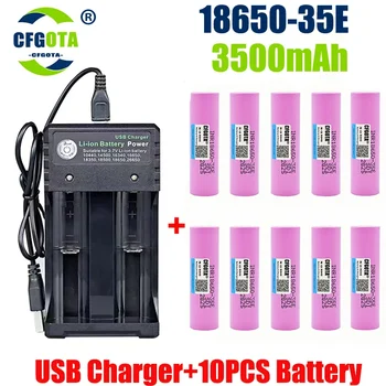 18650 Батерия Безплатна Доставка 2024New Бестселър 35E Литиево-йонна батерия от 3.7 от 3500 mah + Зарядно Устройство Акумулаторна Батерия Подходяща За Отвертки