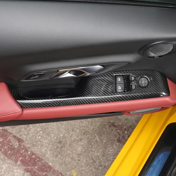 2 броя Рамка за бутона за повдигане стъклен прозорец на колата, Декоративна Стикер от въглеродни влакна за Toyota GR Supra MK5 A90 2019-2022 Аксесоари