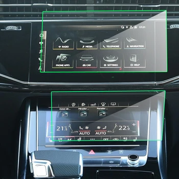 2 елемента Защитен слой от закалено стъкло за Audi Q7 Q8 2019 2020 Фолио за автомобилни GPS навигация Фолио за LCD екрана срещу надраскване