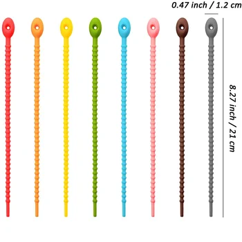 20 броя силиконови кабелни превръзки кабелни връзки за многократна употреба слушалка линия за предаване на данни, кабели за комуникация свързващо вещество самостоятелно блокиране на крепежни пръстени (случаен цвят)