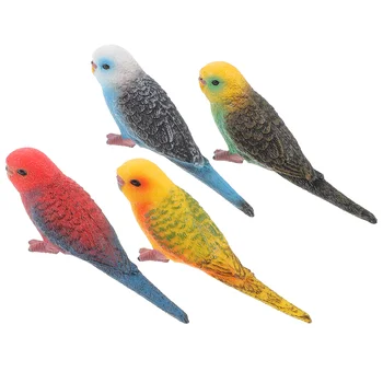 4шт Декоративни Модели изкуствени птици Детски Играчки за Познаването на Папагали Реалистични Фигурки Папагали Градински Декорации