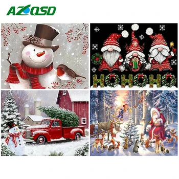 AZQSD 5D Диамантена живопис Коледна мультяшная бродерия на Дядо Коледа, Пълна с кръгла, квадратна мозайка с дрелью Зимния, снежен човек подарък ръчна изработка