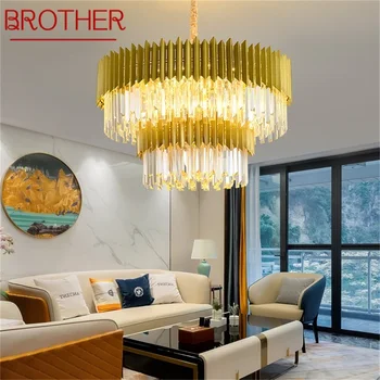 BROTHER Gold Луксозен полилей, крушка, висящи лампи в постмодерния стил, домашни led декоративни осветителни тела за хол, трапезария