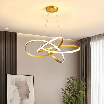 Led полилей за трапезария Съвременно пръстен от злато Окачен лампа за кабинет, спалня, ресторант, Nordic Simple Art Lamp, декор за помещения 2023 г.