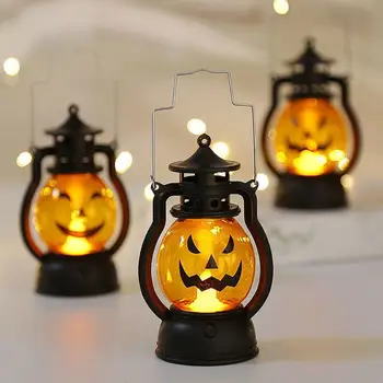 Led фенерче във формата на тикви за Хелоуин, фенер-призрак, Подвесная свещ на ужасите, декорация на партита, малка маслена лампа в стил Ретро, подпори на ужасите