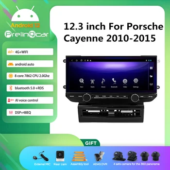 Prelingcar Android 12,0 Система 2 Din Мултимедиен Плейър GPS Навигация 12,3 инча За Porsche Cayenne 2010-2015 Ys 8Core