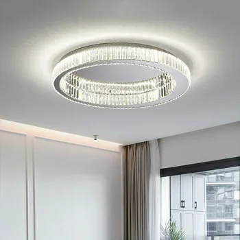 Royal модерна проста кристален таван полилей Кръгла лампа за дневна спални, кабинет, Декоративно led тела за интериор