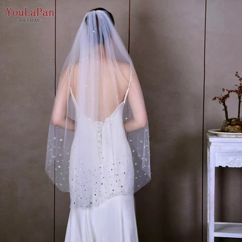 YouLaPan V148 Искрящаяся булчински воали Диамантени фаты за младоженци 1-уровневые Меки аксесоари за сватбена рокля Crystal Veil Wedding