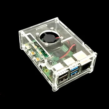 Акрилен корпус Raspberry Pi 4 с охлаждащ вентилатор, Прозрачен корпус Shell Box за RPI 4 Model B