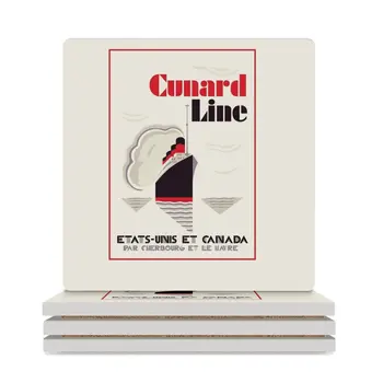 Арт-деко стил, ретро, ретро стил, Линия на Cunard, Франция, САЩ, Канада, Керамични подложки (квадратни), индивидуални подложки kawaii
