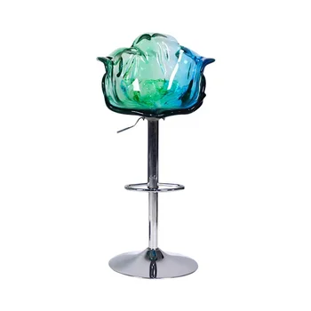 Бар стол Nordic Light клас лукс с въртящи се листенца от смола, творчески мрежест подвижен стол известни личности от епоксидна смола с кристали