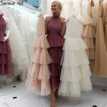 Вечерни рокли Serene Hill Blush Розов Цвят, Трапецовидна форма, Без ръкави, с Диференцирани Просто Вечерна Рокля с Дължина до щиколоток, Дизайн 2023 LA70700