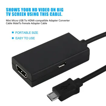 Горещ кабел-конвертор, който е съвместим с Mini Micro USB-HDMI, Преносим кабел-адаптер, съвместим с Micro USB-HDMI