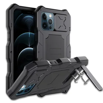 Гореща сверхпрочная броня, здрав слайд-обектив на камерата за Iphone 13 12 Pro Max, алуминиеви военни брони, калъф-поставка за краката