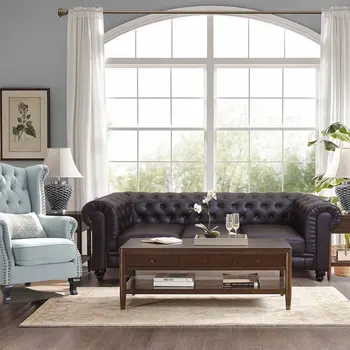 ДДД кожен диван в американски стил в стил ретро, кафе-бар, хотелска офис мебели