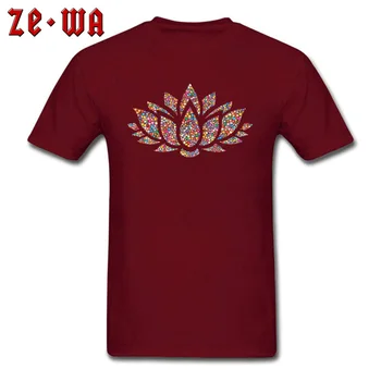 Есен нова тениска Мъжка Червена тениска с цветовете на дъгата, дрехи с принтом на будизма и лотос, семейни подаръци тениски, директен доставка