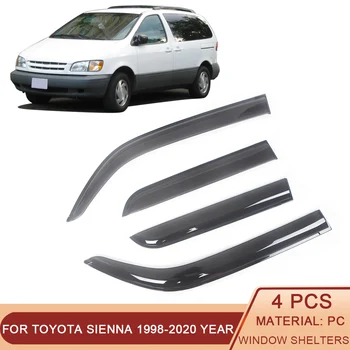 За Toyota Sienna 1998-2020 Авто Страничните Прозорци, Вятърни Дефлектори Очила Черна Защита От Дъжд Врата Козирка Вентилационни Завеси Тъмен Дим Козирка