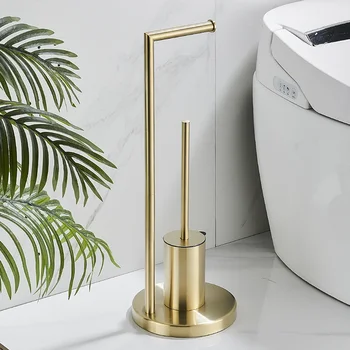 Златен Притежателя четка за тоалетна с държач за тоалетна хартия Инструменти за почистване на неръждаема стомана Тоалетни четки Подови WB8709