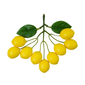 Изкуствени клони лимонена вази със зелени листа, украса от изкуствени лимон за домашно маса, украса за градината вази във фермата