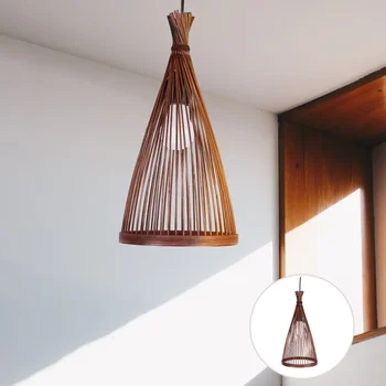 Класически полилей с бамбуковым блясък, окачена лампа в тавана лампа, ръчна изработка, окачена лампа от ратан, Сплетен декор за дома, хол, спалня