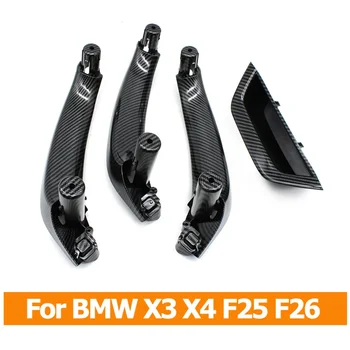 Комплект за подмяна на вътрешните дръжки на вратите от въглеродни влакна, LHD RHD, Подходящи за BMW X3 X4 F25 F26 2010-2017