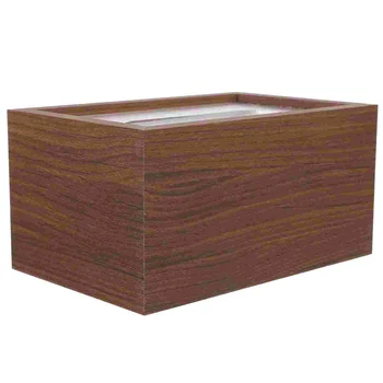 Кутия за салфетки от орехово дърво Кола Калъфи за съхранение на офис кутии Ретро-контейнер в ивицата Дървен ретро декор на работния плот