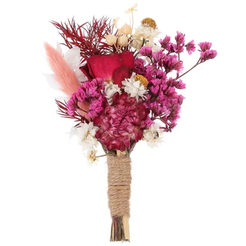 Малък букет от сухи цветя, мини-украшение на стъблата, Композиция със собствените си ръце, за да проверите за декор, Boutonniere Натурална