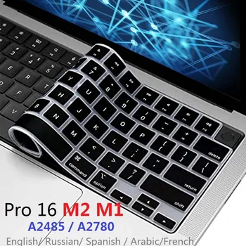 Мек калъф за клавиатура от TPU за Macbook Pro 16 M2 M1 A2485 A2780 2021 2022 ЕС, САЩ Испански Руски Турски Френски и Английски Клавиатура на Кожата
