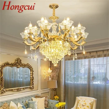 Модерен полилей Hongcui, златна луксозна подвесная лампа във формата на свещ, led кристални осветителни тела за дома, хол, спалня