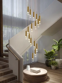 Модерно стълбище полилей, Луксозна Подвесная Led полилей в помещението, Дизайн полилей за всекидневната, Акрилни висящи лампи за стълби на вилата