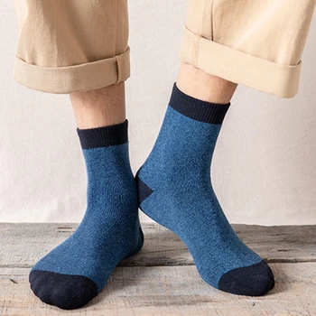 Мъжки чорапи за обувки, вълнени чорапи, дебела термоноски, топли зимни чорапи до глезена, ежедневни вълнени удобни чорапи, туристически удобни чорапи