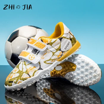 Нова детска футболна обувки с цип кука и контур За момчета и момичета, професионално тренировочная футболни обувки, улични модни маратонки