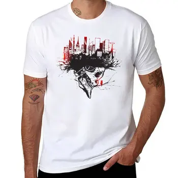 Нова тениска с изображение на градския черепа, летни блузи, графични тениски, черна тениска, прости черни тениски, мъжки