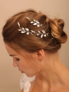 Обикновен планински кристал 3ШТ Шипове Сребро Rose gold Дамски изкуствена коса Сватбена прическа за коса-Диадеми Сватбени аксесоари за коса