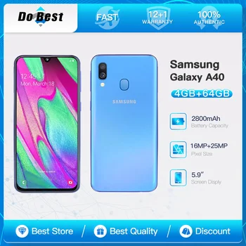 Оригинален мобилен телефон Samsung Galaxy A40 A405F 4G с две SIM-карти 5,9 