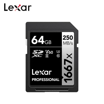 Оригинална професионална SD-карта Lexar 1667x SDXC 64 GB 128 GB, 256 GB високоскоростна карта памет V60 UHS-II C10 за камерата