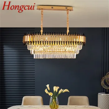 Полилей в стил постмодерното Hongcui, правоъгълни тела, кристален подвесная лампа, луксозен led лампа, декоративен за дома