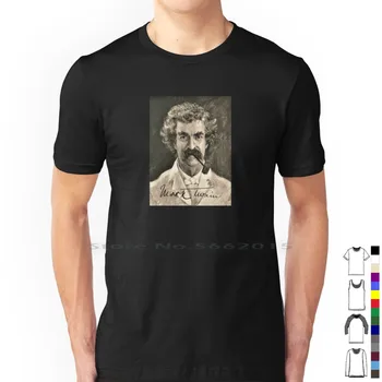 Портрет на Марк Твен С Маркови Тениски от 100% памук Скица Портрет Марк Твен 1906 Г. Сепией американски Писател-Юмориста