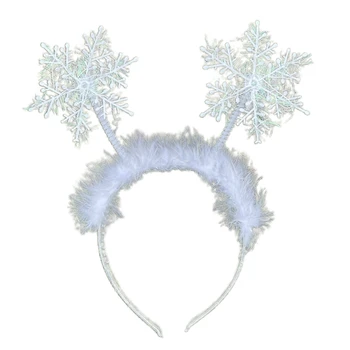Празнична панделка за коса, Коледна превръзка във формата на снежинки, прекрасни празнични пролетни дъвка за коса