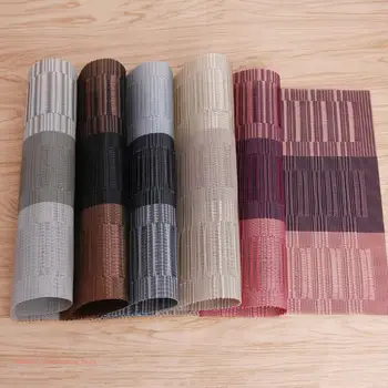 Прогресивен цвят Бамбук ивица жаккардового тъкат PVC Салфетка за маса за хранене Мат-хастар