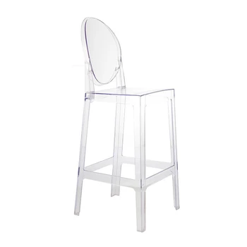 Прозрачни бар столове, бар стол за сядане на облегалката на Crystal Devil, скандинавски минимализъм, Модерен лукс, Просто съвременната мода, бар столове-призраци B