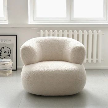 Столове за хол от скандинавски тъкани, Мебели за дома, Луксозен диван със стол за почивка, Дизайнерски стол за спални, Едноспален диван от вълна от овце C