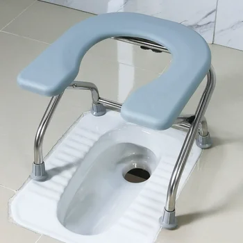 Столче за тоалетна бременни жени, възрастни хора, U-образни стол за баня, складное седалка за вана от неръждаема стомана, устойчива устойчива на плъзгане поставка за краката
