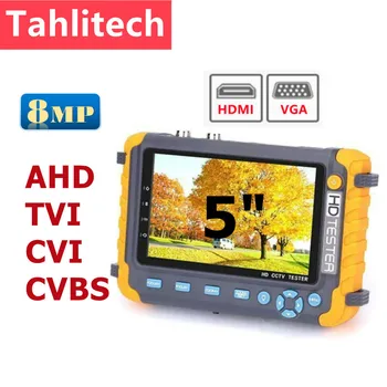 Тестер камера за видеонаблюдение Tahlitech IV8W 8MP AHD/CVI/TVI HD Тестер за Коаксиален камера, HDMI, VGA Вход 5-инчов TFT LCD монитор Видео Тестер