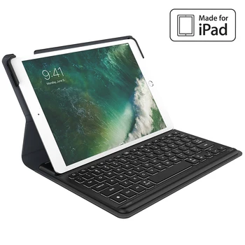 Умен клавиатура за 10,5-инчов iPad Air 2019 с Интелигентни жак Slim Shell, Защитно покритие, Поставка за Фолио, Комбинации на клавиши с подсветка