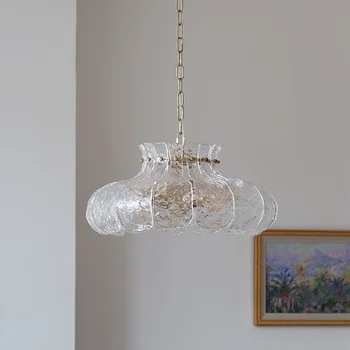 Френска лампа за трапезария от тающего в леда ретро-стъкло, полилей в американски стил за спалнята, средновековната дизайнерска лампа за бар