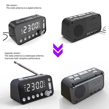 Цифров Настолен будилник A1, Dual USB порт за зареждане, led дисплей, DAB FM радио